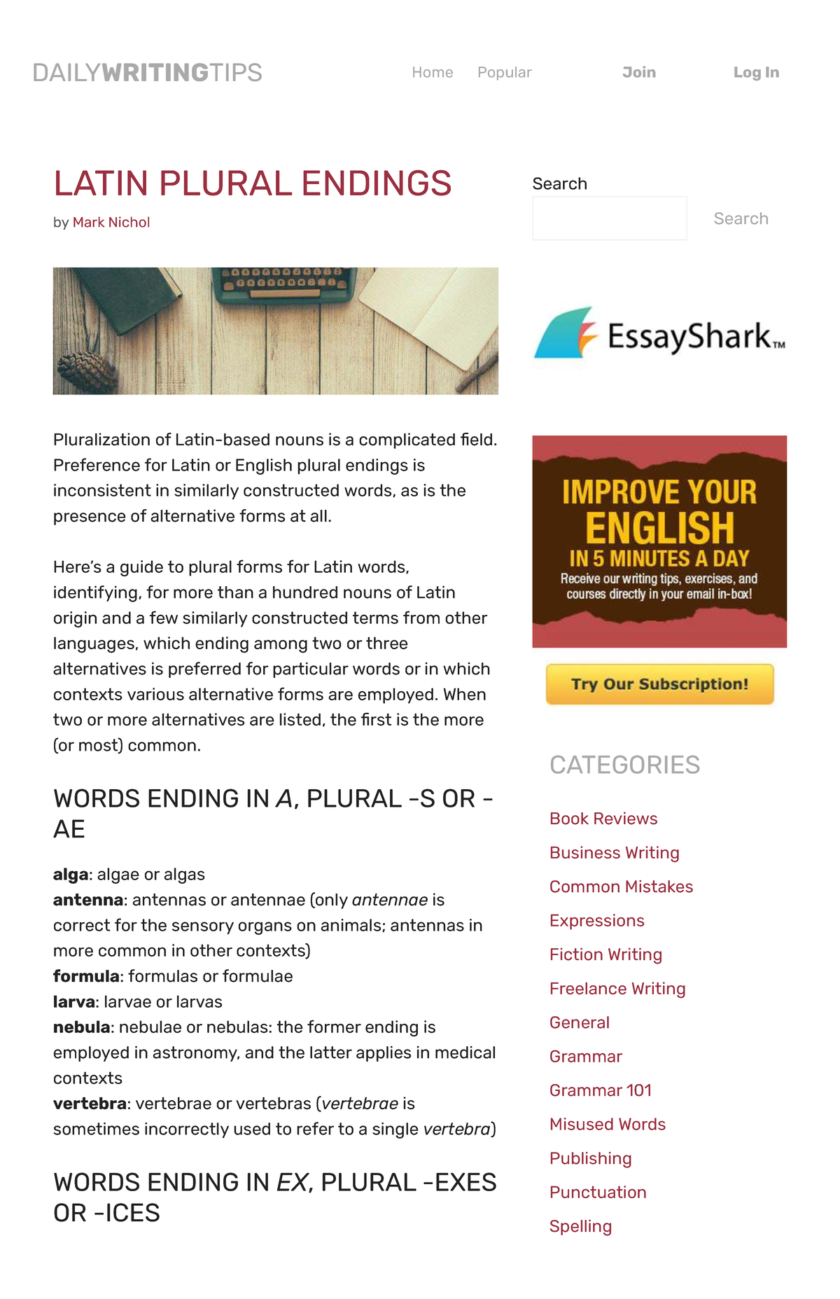 Latin Plural Endings - Ejercicios y vocabulario - DAILYWRITINGTIPS Home ...