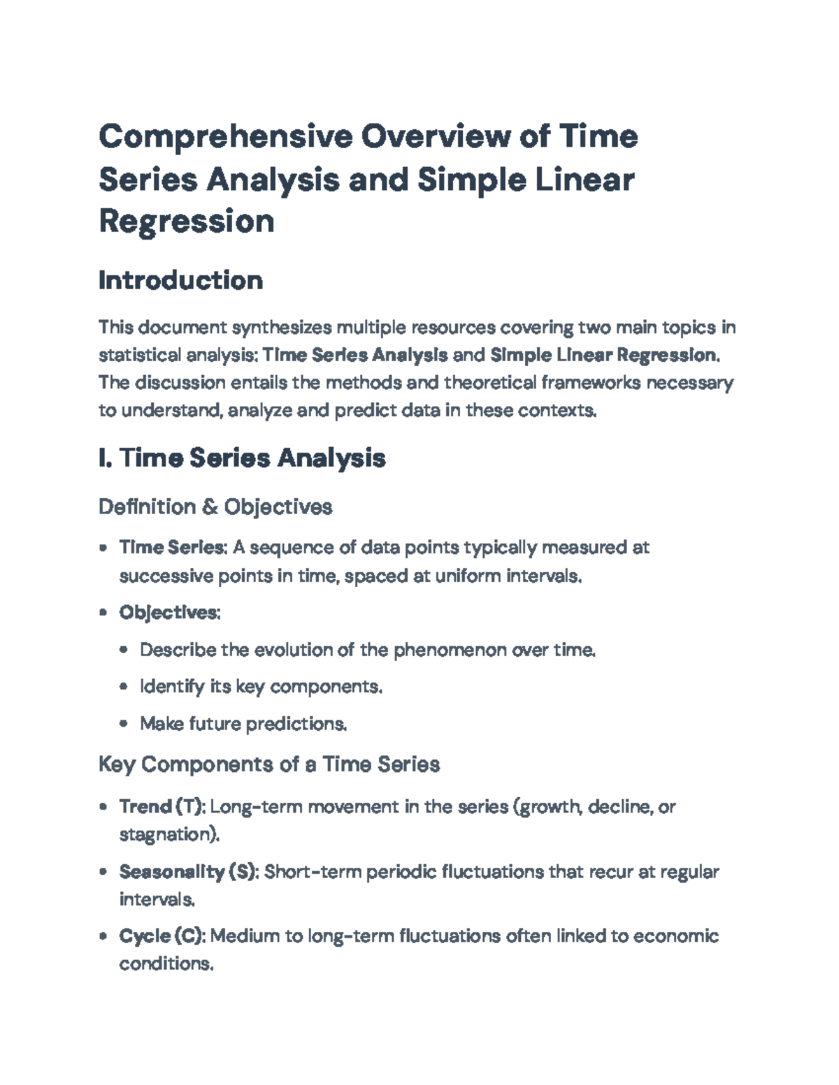 Time Series Analysis and Simple Linear Regression Overview - The ...