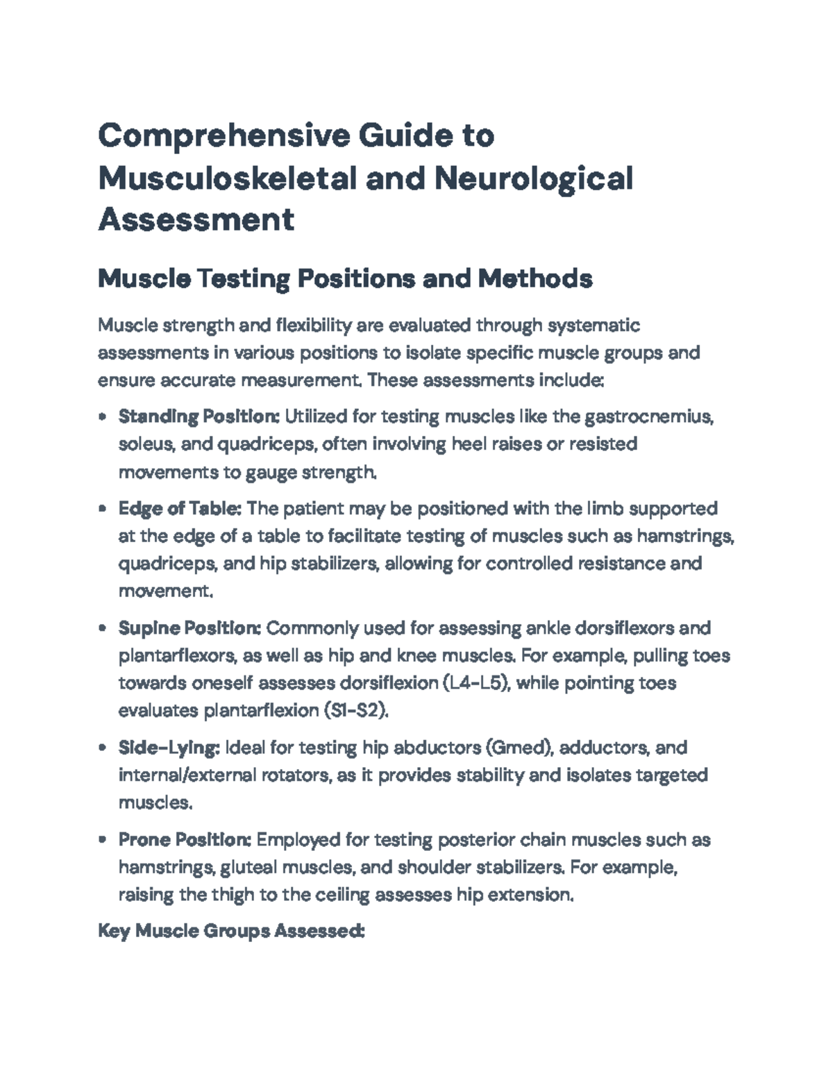 Comprehensive Guide to Musculoskeletal & Neurological Assessment ...