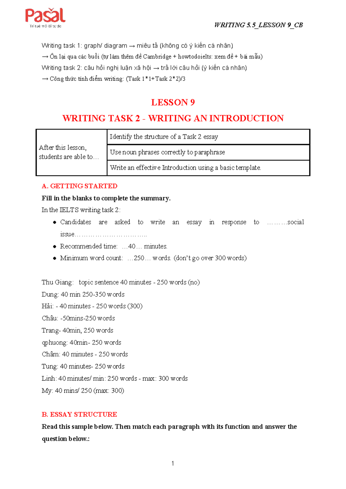 WRITING 5.5_LESSON 9 - TASK 2 INTRODUCTION GUIDE - Studocu