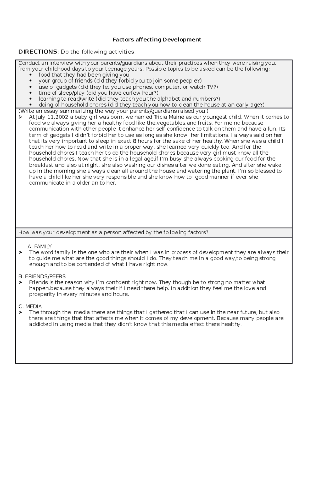 Factors affecting development - Factors affecting Development ...