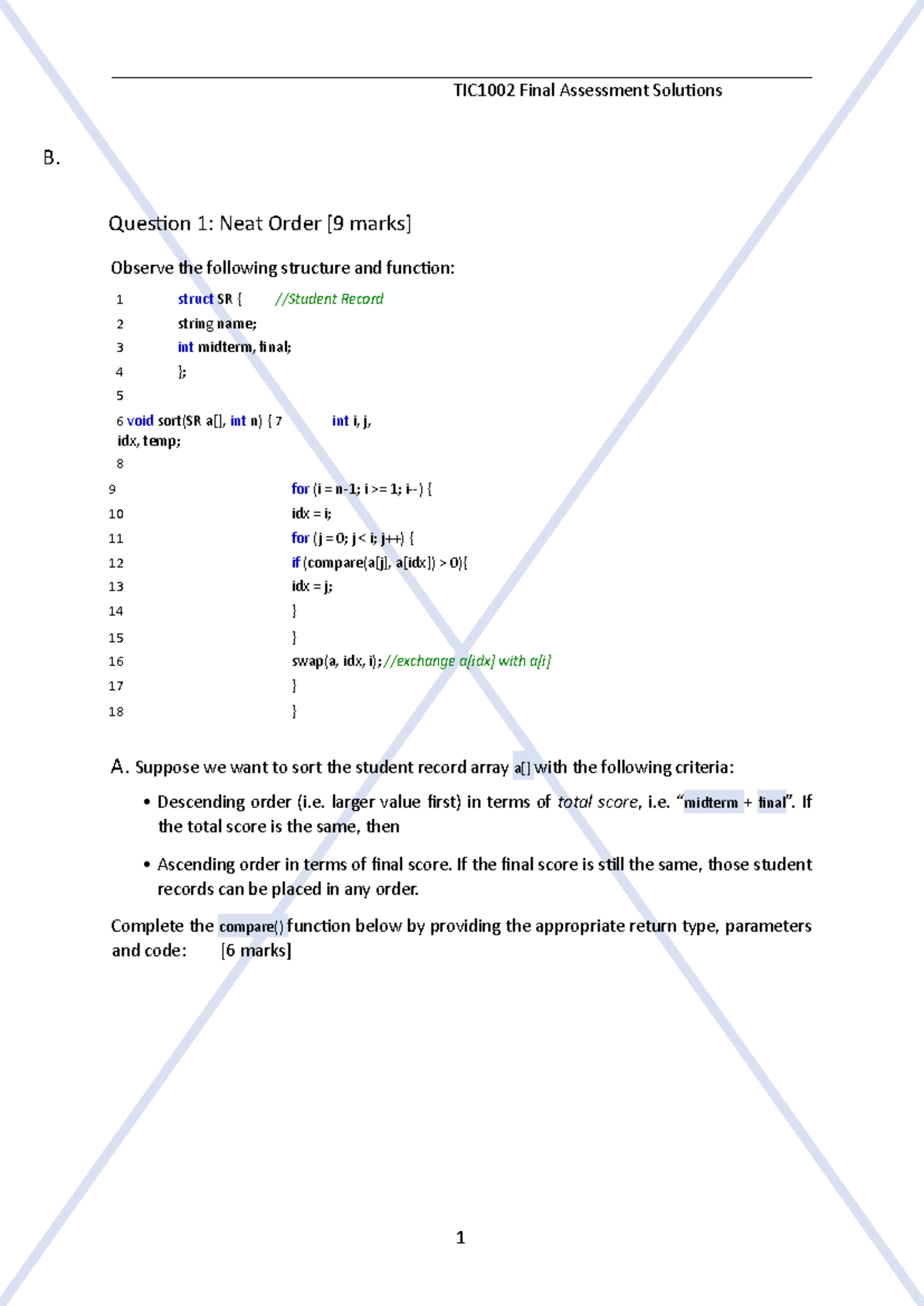 TIC1002 Final Assessment Solutions: C++ Programming Concepts and Code ...
