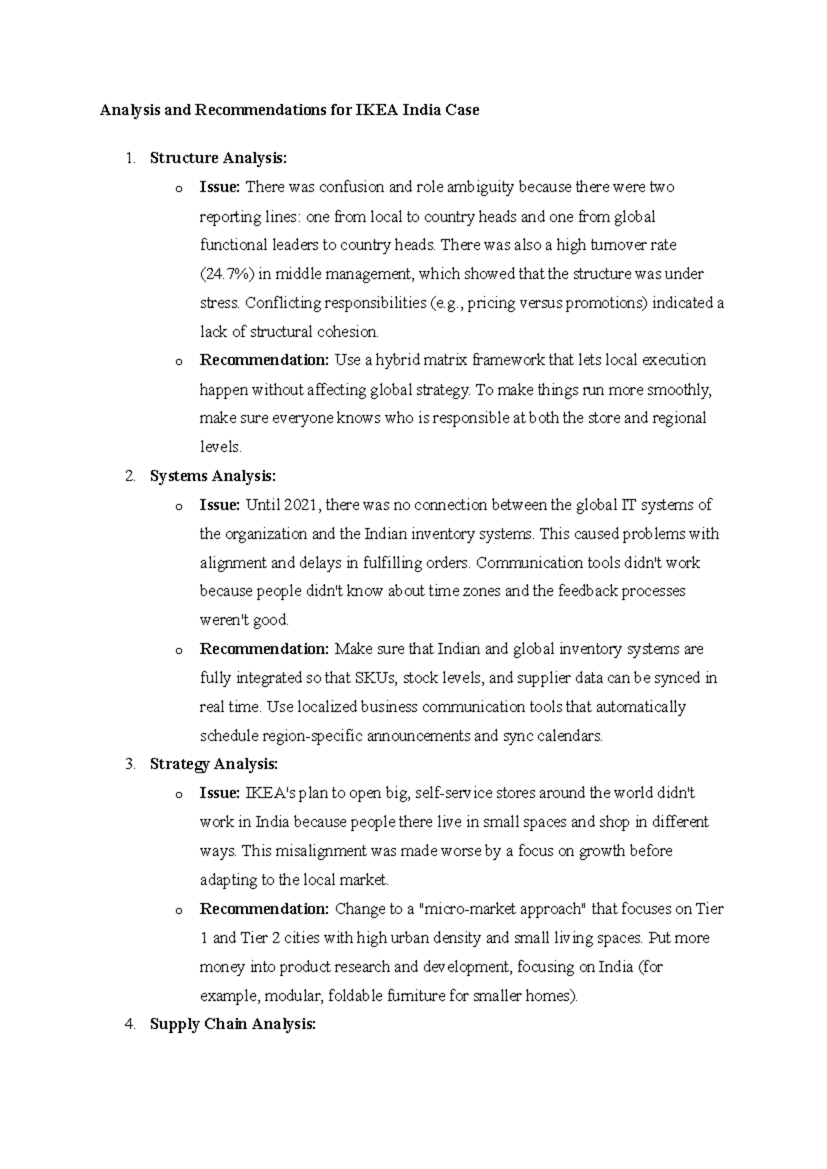 IKEA Case Study Analysis and Recommendations for India Market - Studocu