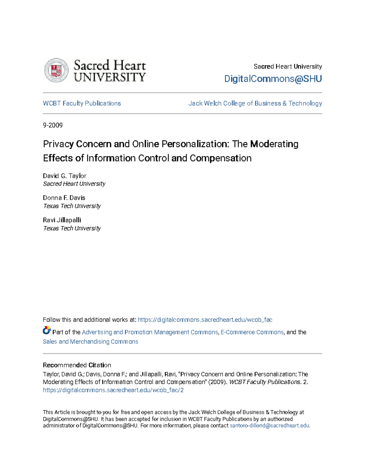 Privacy Concerns and Online Personalization: Effects of Control ...
