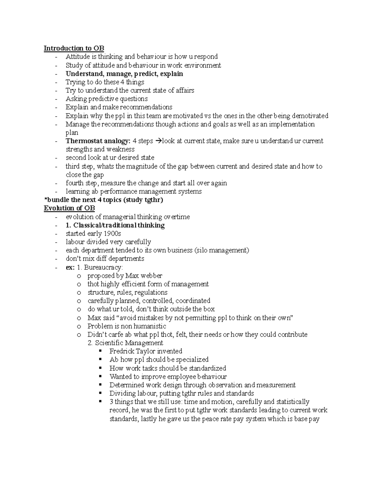 Commerce 1BA3 Week 1: Introduction to Organizational Behaviour Concepts ...