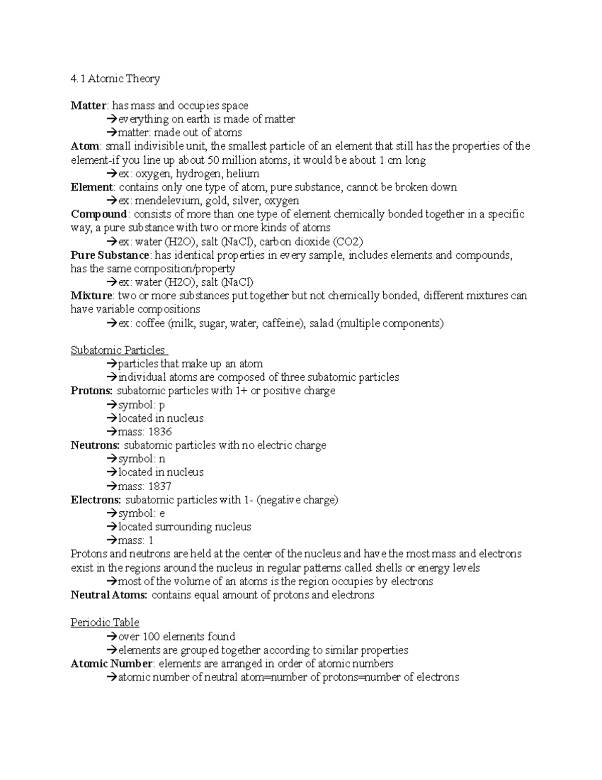 Chemistry Study Notes - Atomic Theory & Periodic Table (Gr10) - Studocu