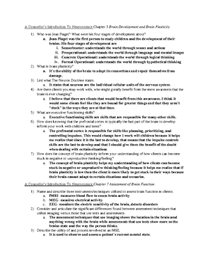 Week 10 Neuroscience Questions - Week # 10 Handbook of Clinical ...