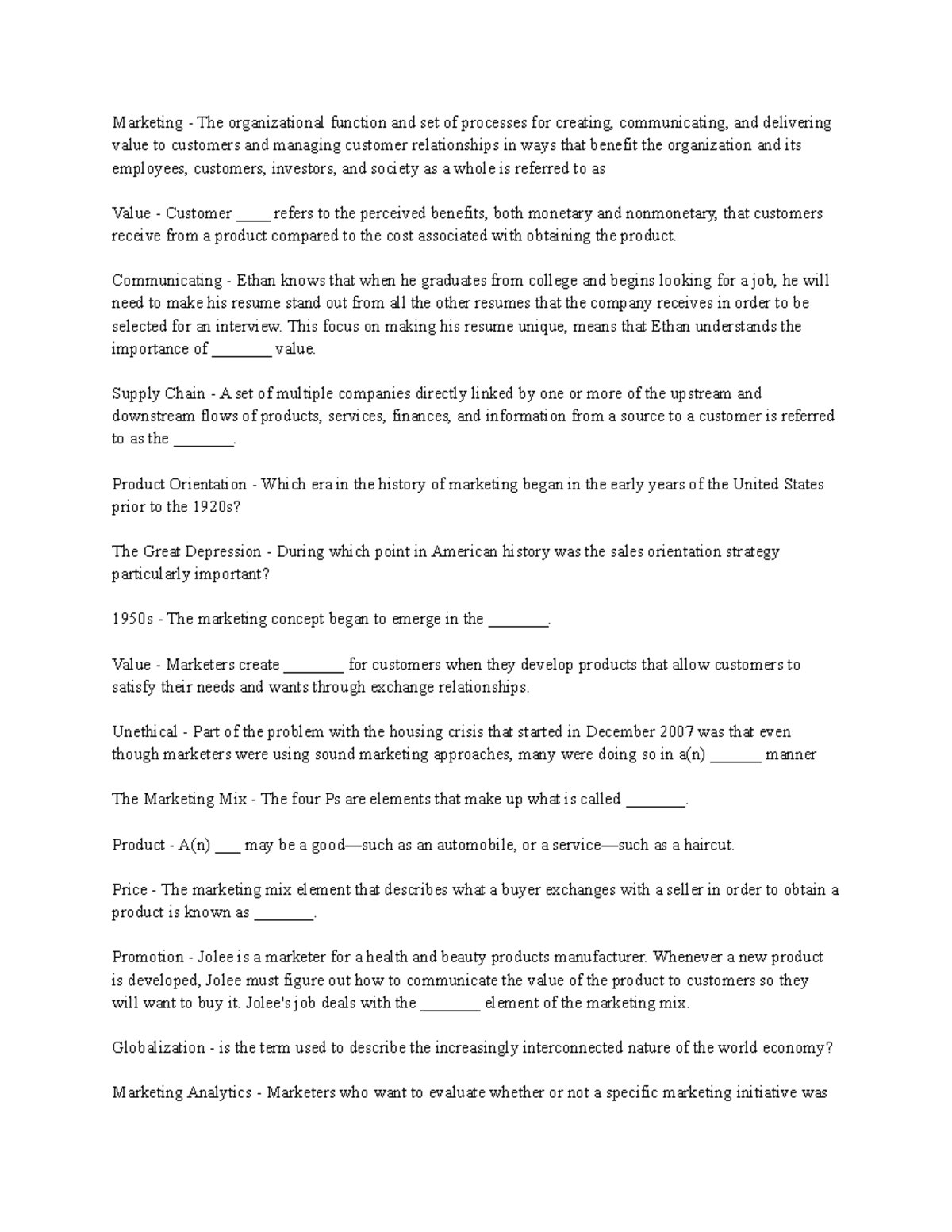 Principles of Marketing (MKT 101) - Lecture Notes for Quiz Prep - Studocu