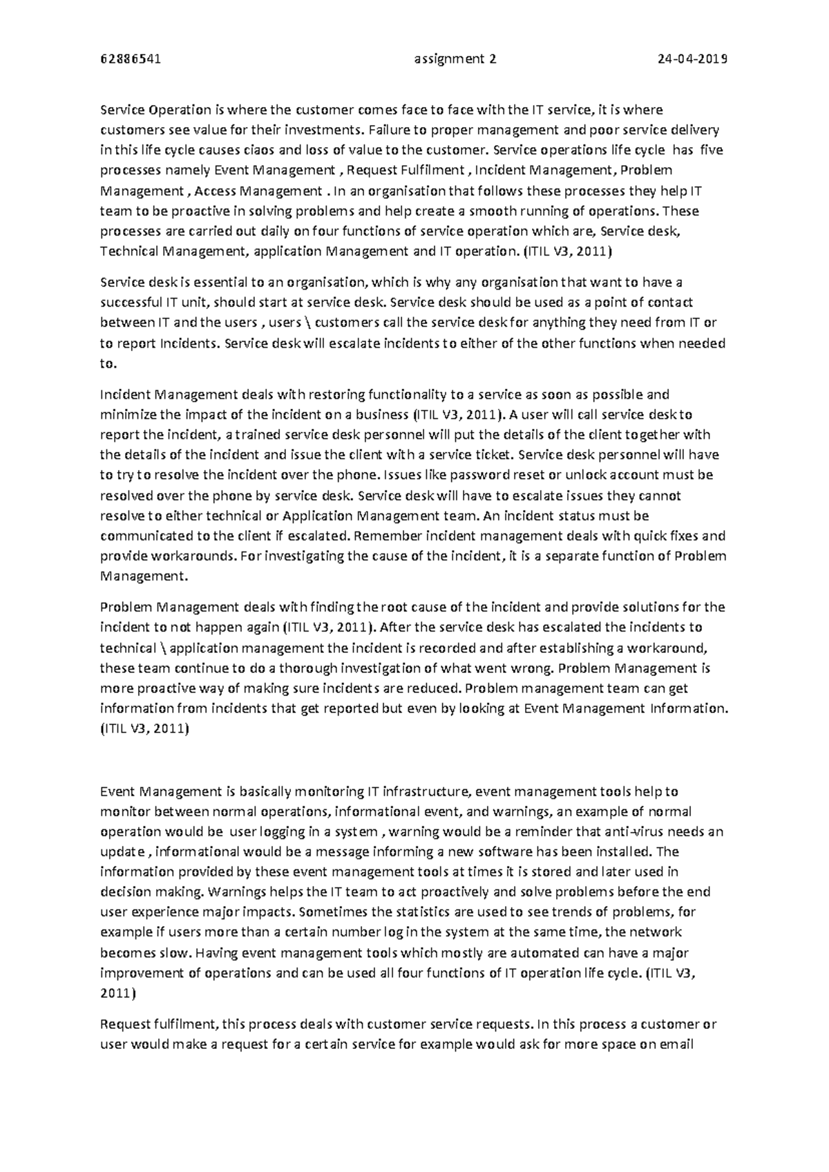 62886541 - Project Management Final Exam Notes on Service Operations ...