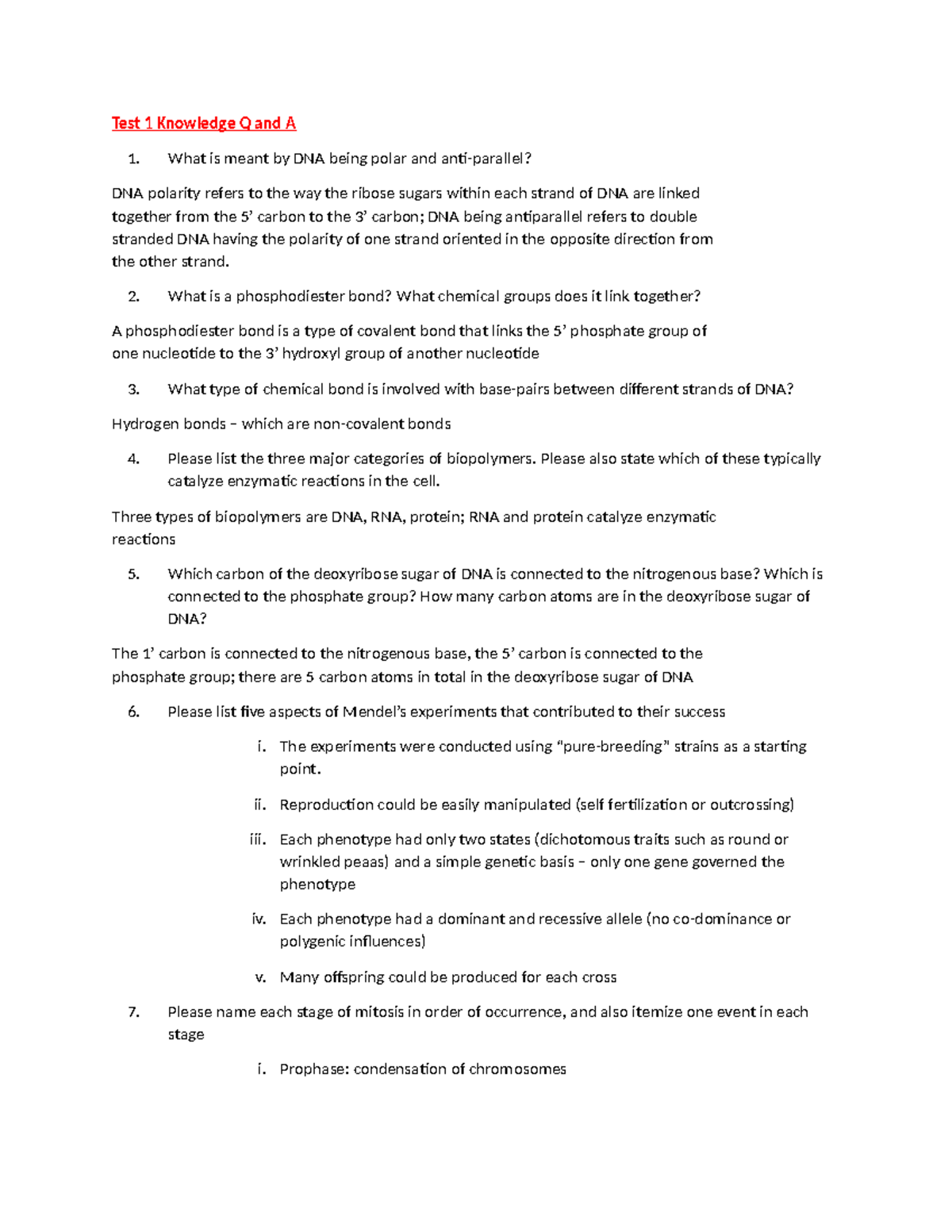 Biology 101: Exam 1 Q&A Study Guide - Studocu