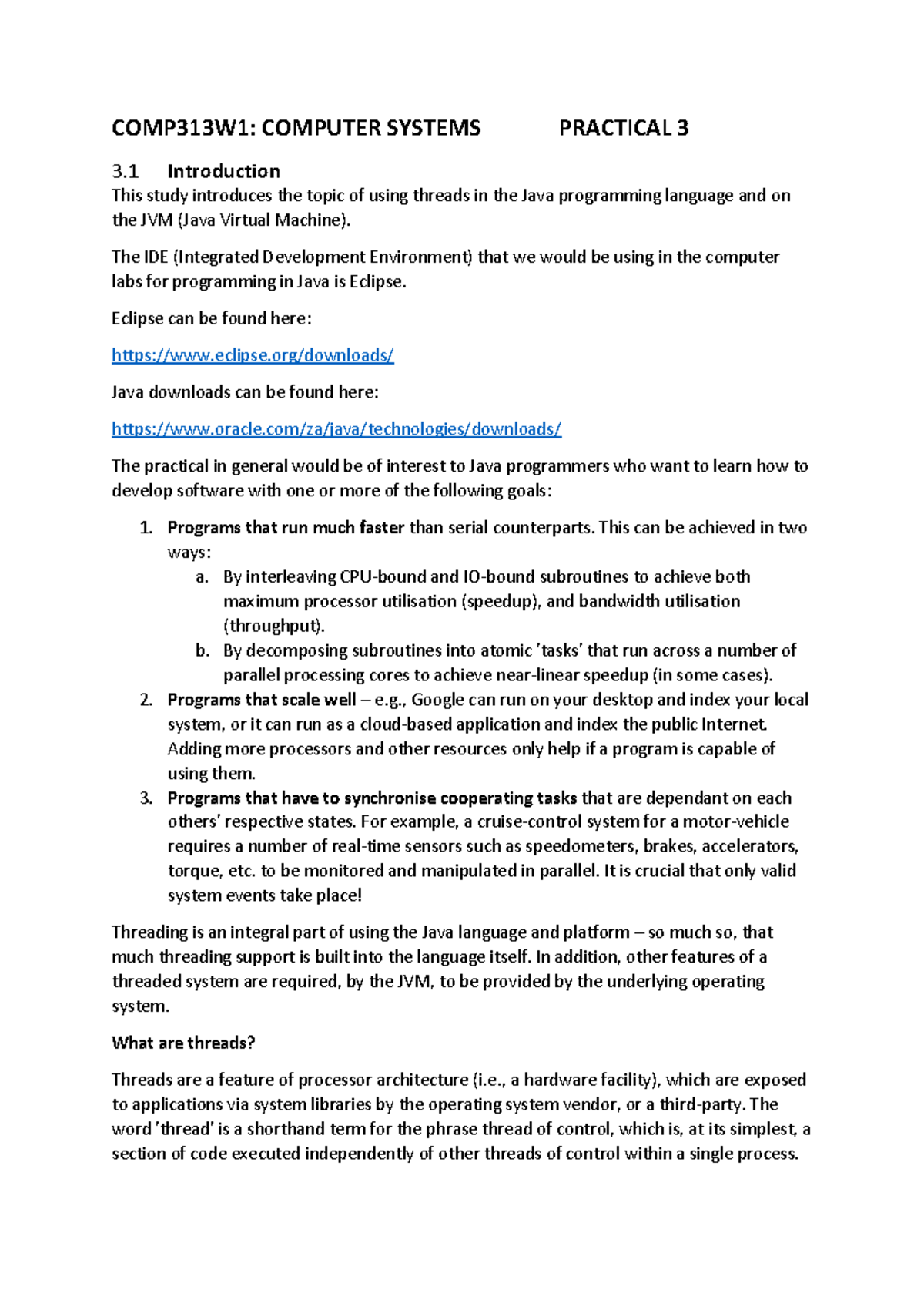 COMP313 W1 Practical 3 - Understanding Java Threads and Concurrency ...