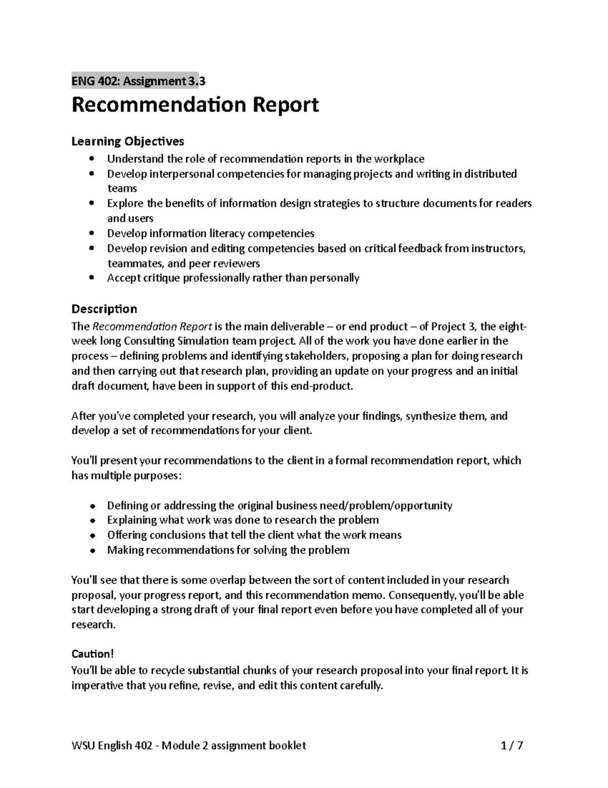 Fall Assignment 3.3 Final Report - ENG 402: Assignment 3 ...