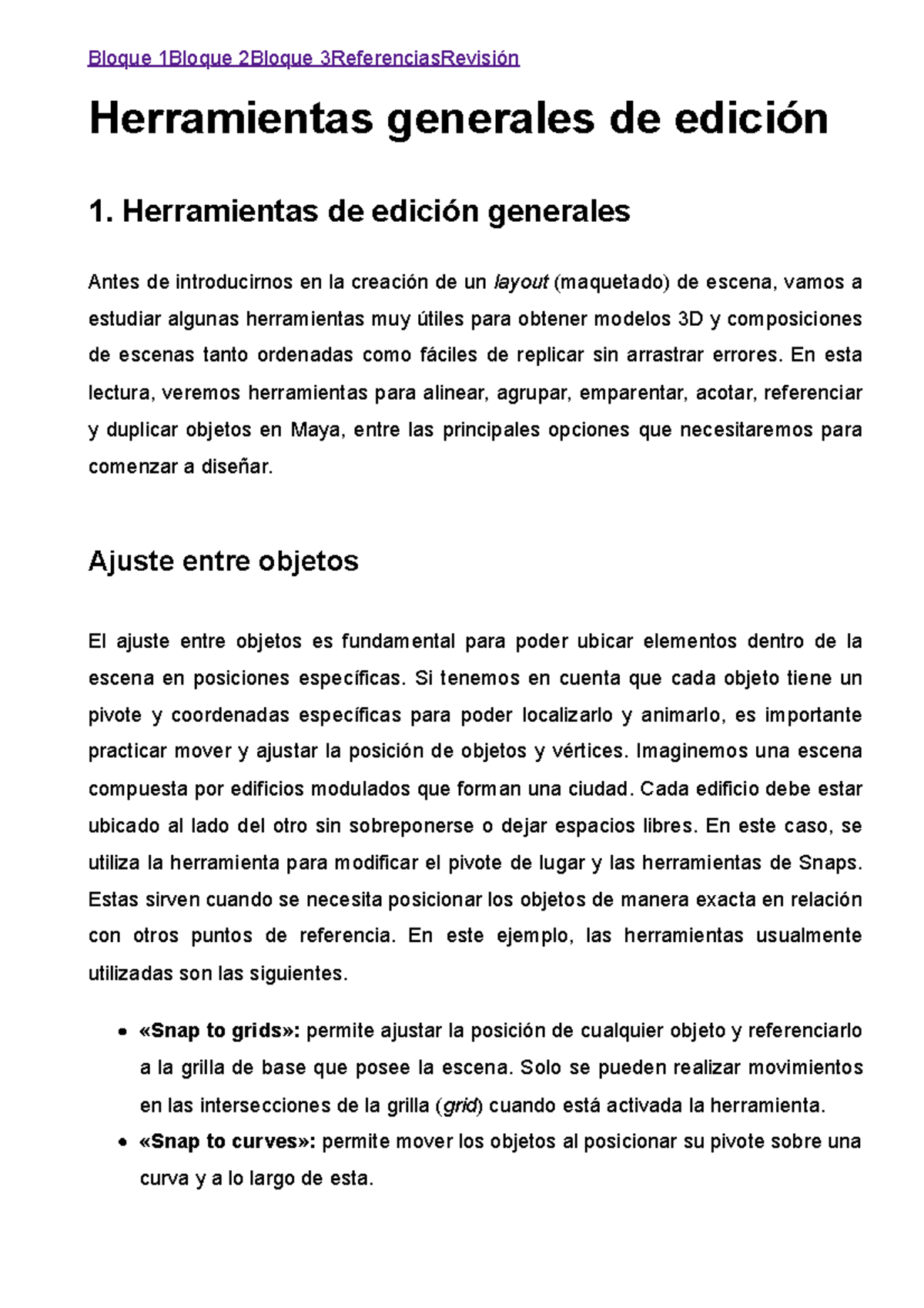 Módulo 1 - Lectura 4 - generalidad 3d - Bloque 1Bloque 2Bloque ...
