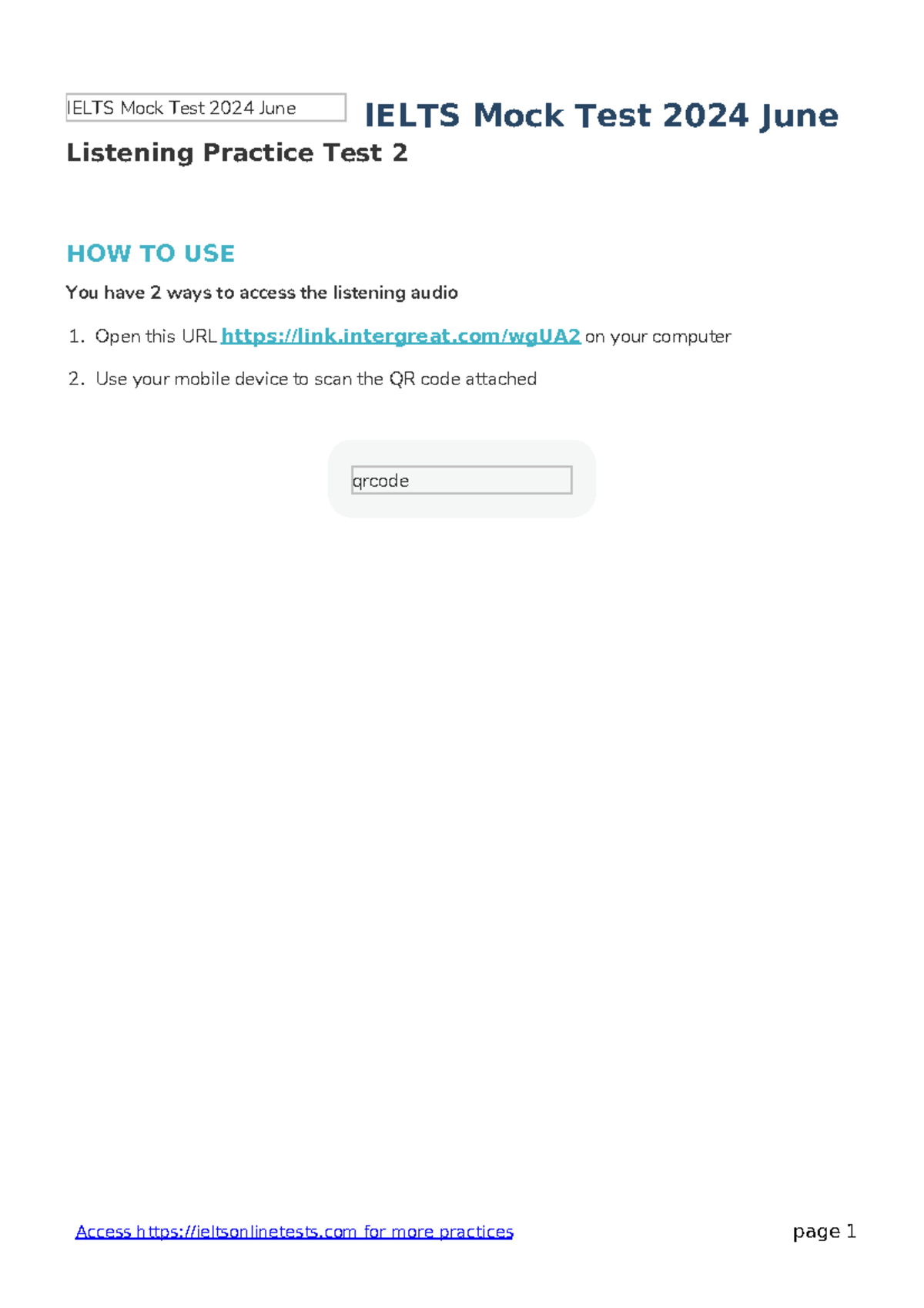 Listeningpracticetest 2-v9-18965857 - HOW TO USE You have 2 ways to ...