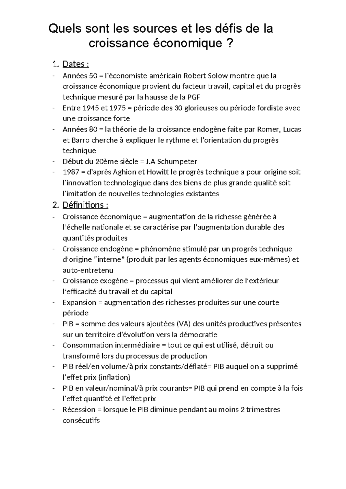 Chapitre 1, quels sont les sources et les défis de la croissance ...