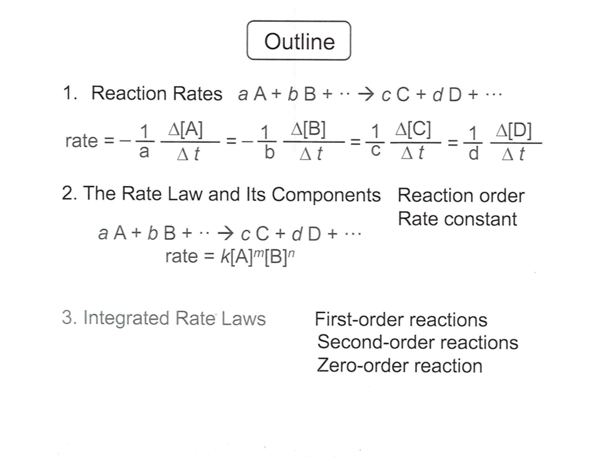 CHEM 101: Lecture Notes on Reaction Rates and Rate Laws - Studocu