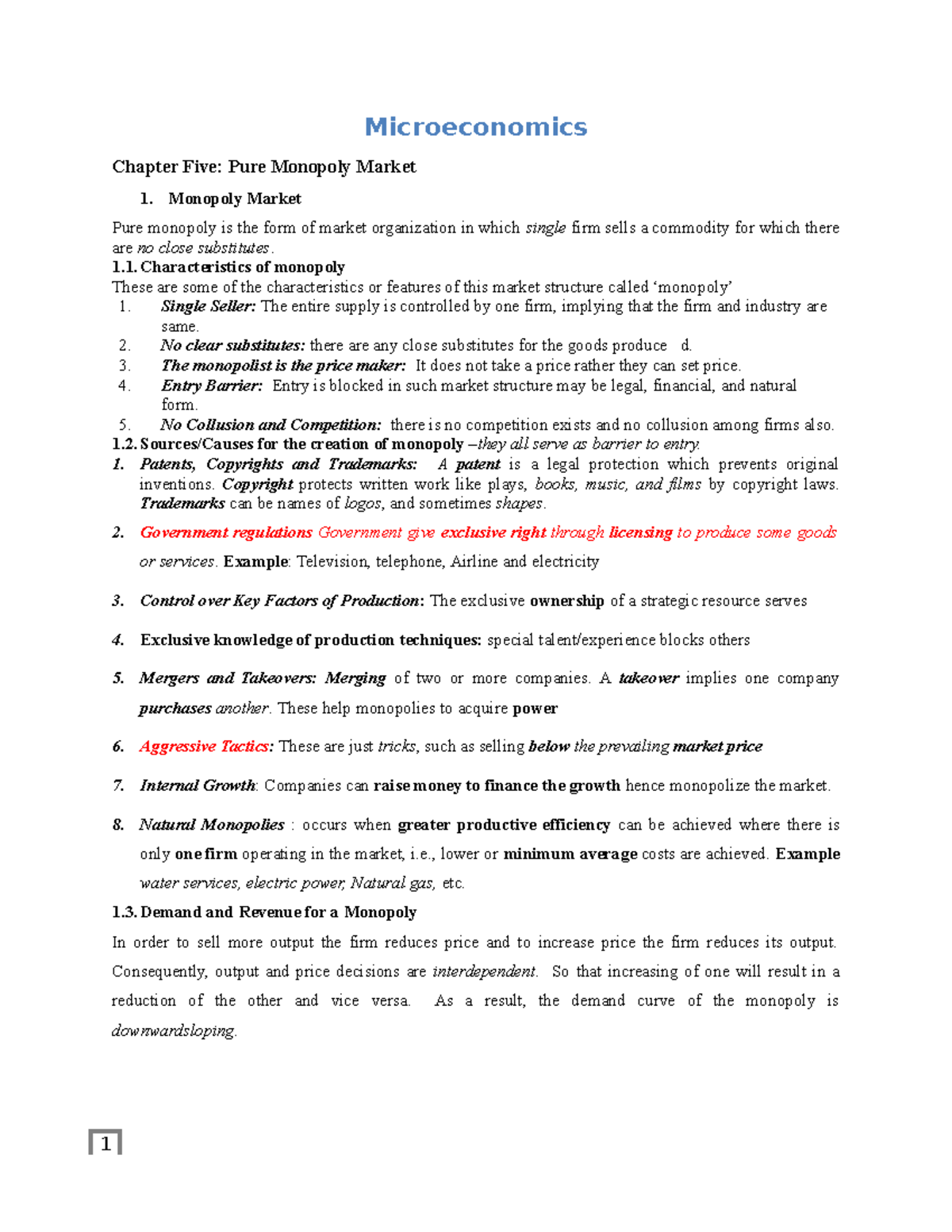 Ch 5 Pure Monopoly Market Final Notes for Microeconomics - Studocu