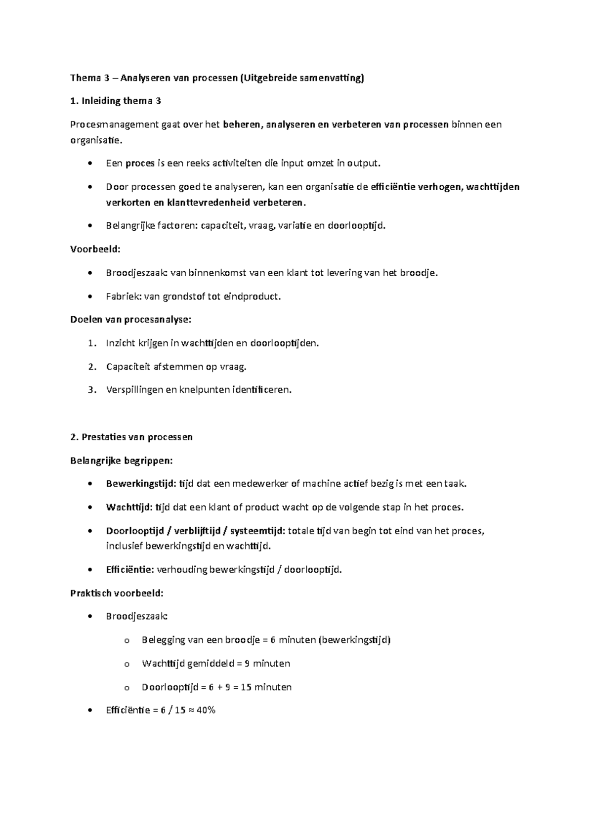 Procesmanagement Samenvatting Thema 3: Analyseren van Processen ...
