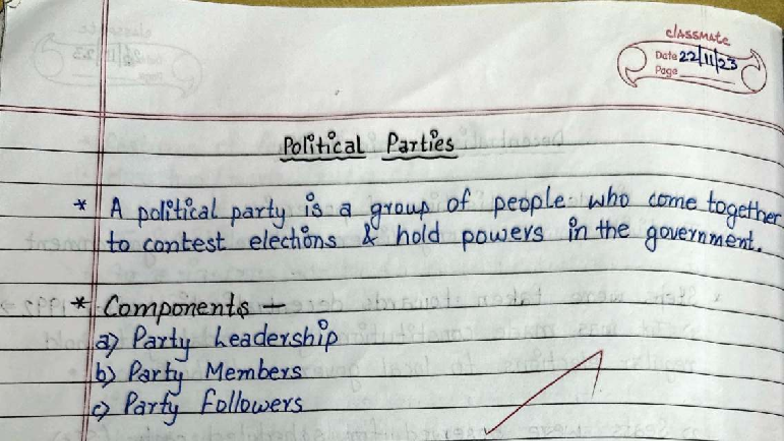Political parties - Best notes - Social Science Class 10 - a,d .1°s a ...