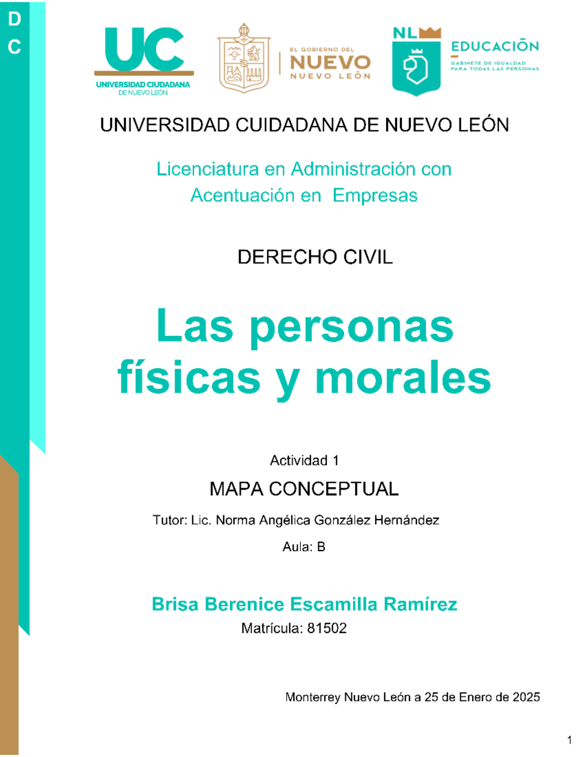 ACT1.DC - Mapa Conceptual: Personas Físicas y Morales en Derecho Civil ...