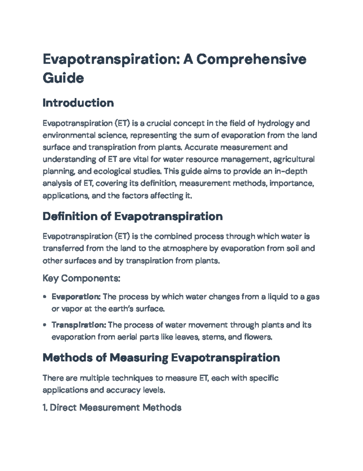 Evapotranspiration (ET) Overview: Key Concepts for Hydrology & Water ...