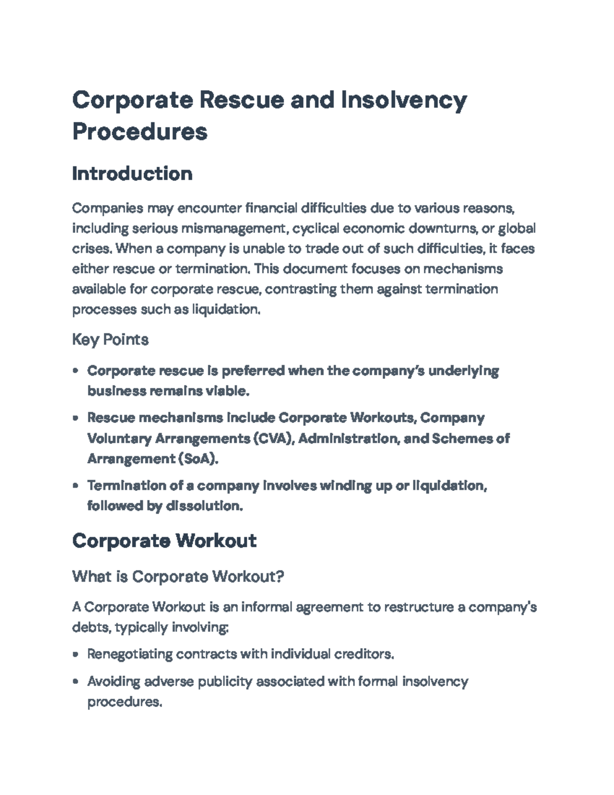 Corporate Rescue and Insolvency Procedures Overview - Corporate Rescue ...
