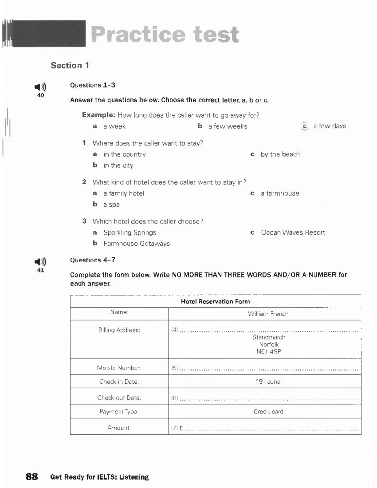 Get Ready for IELTS: Listening Practice Test Section 1-4 - Studocu