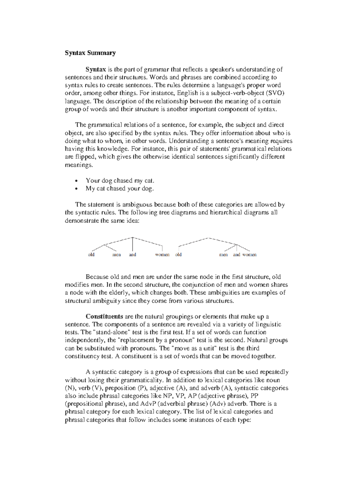 Syntax Summary - An Intro to Language Concepts and Rules - Studocu