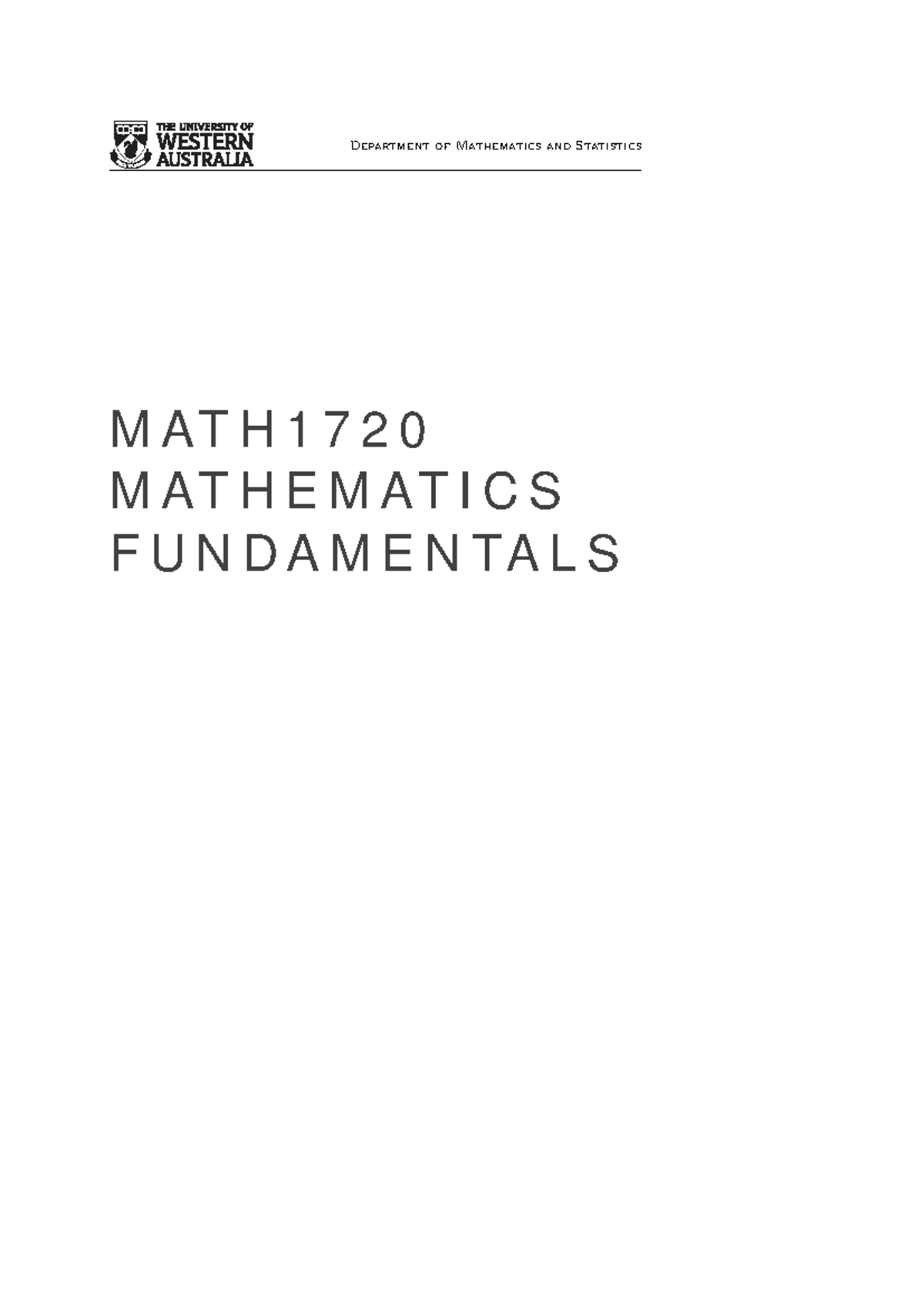 MATH1720 Lecture Notes: Mathematics Fundamentals Overview - Studocu