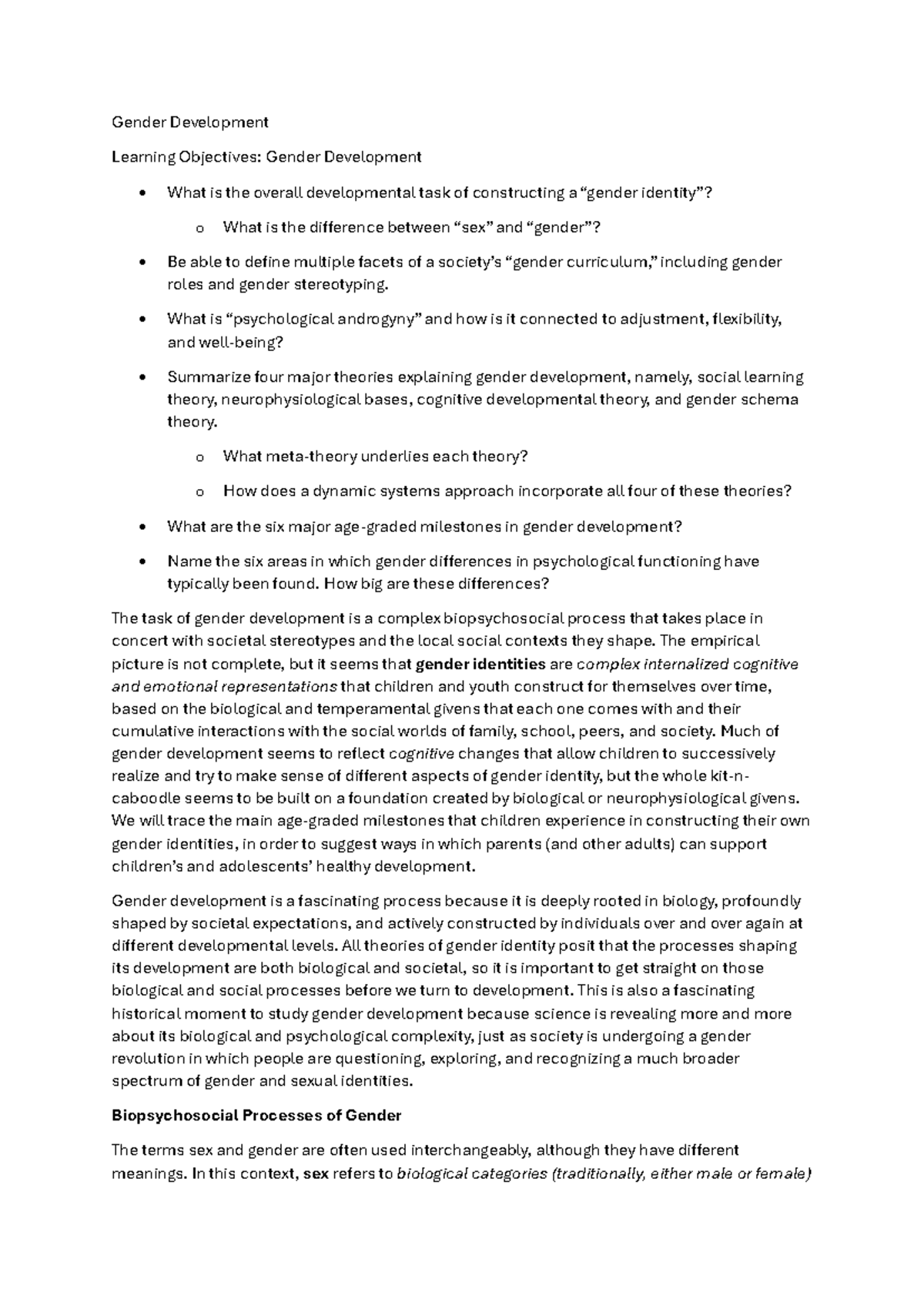 Gender Development: Biopsychosocial Influences & Milestones (Course ...