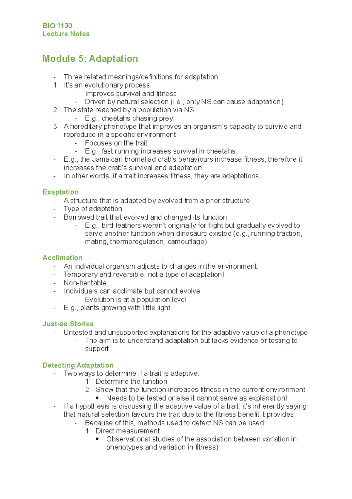 BIO 1130 Exam 2 Notes: Adaptation, Speciation, and the Origin of Life ...