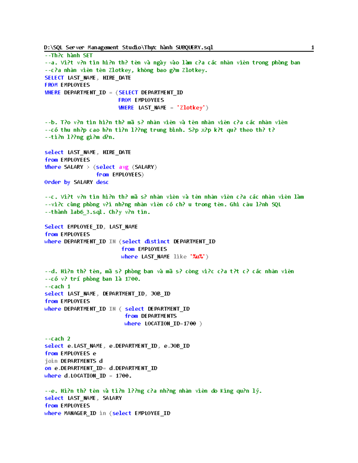 B7 - Buổi 7: SQL Queries for Employee Management - Studocu