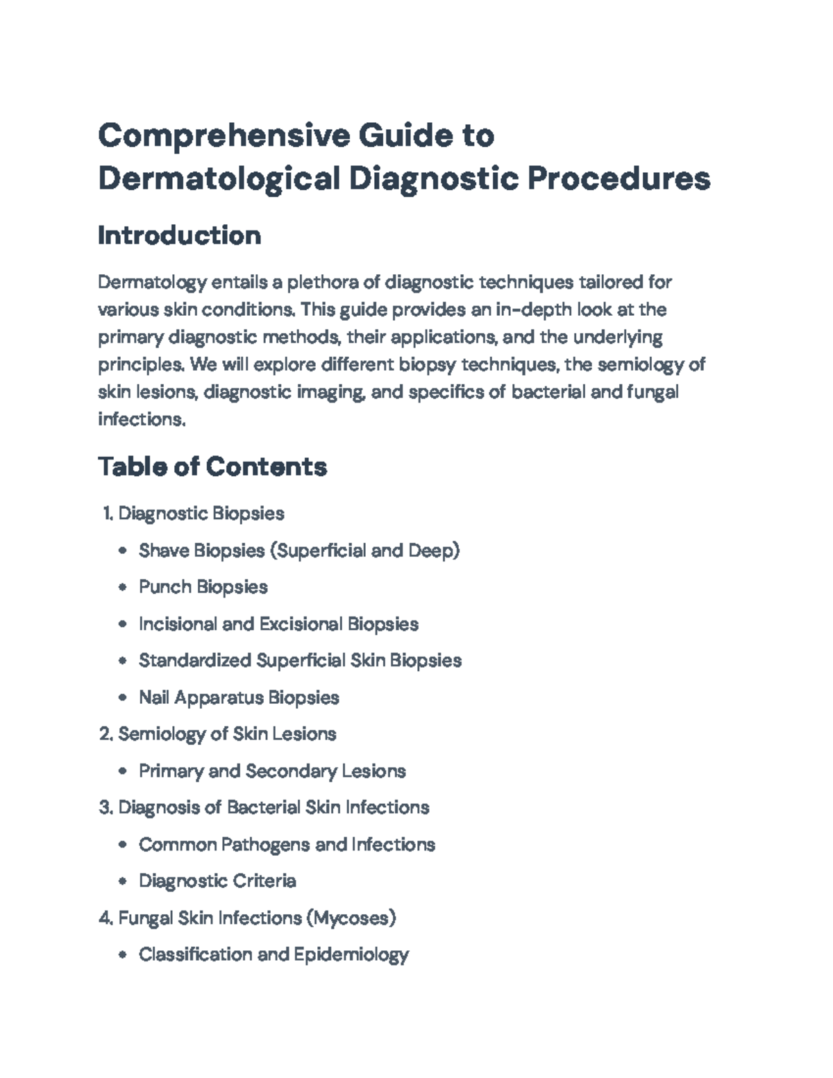 Comprehensive Guide to Dermatological Diagnostic Procedures (MED 101 ...