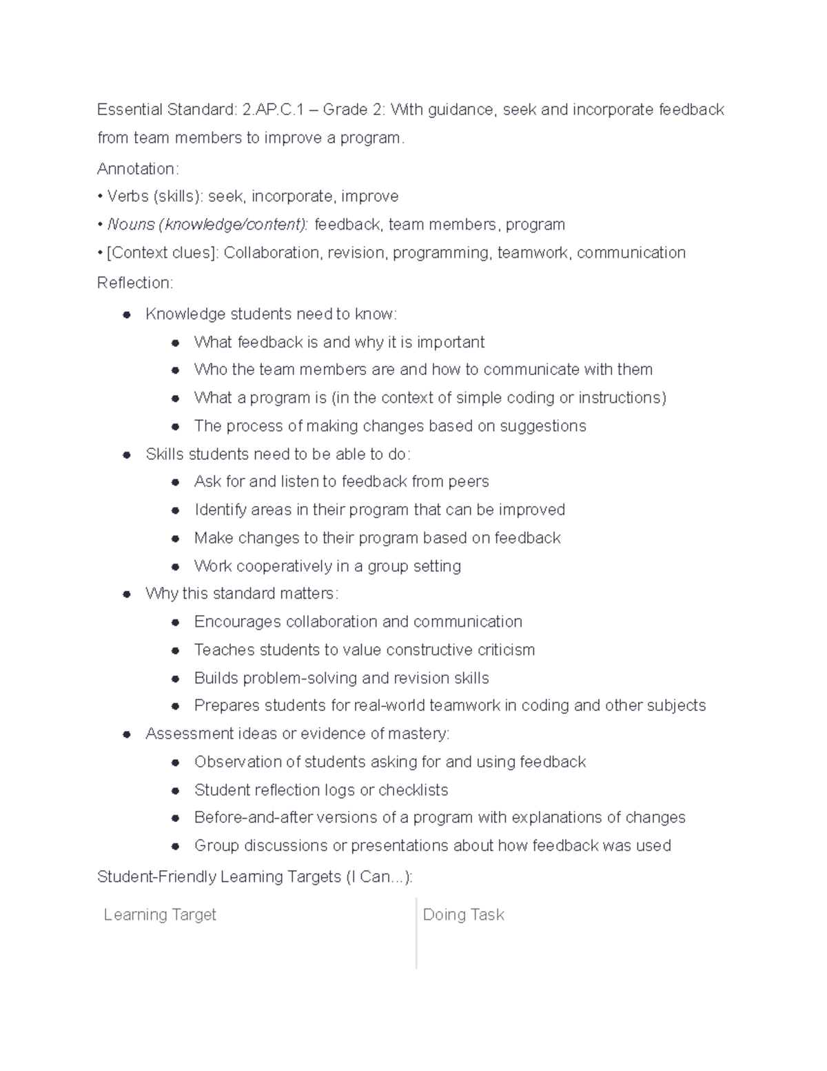 Grade 2 Essential Standards: Collaboration, Data Collection, & Tech ...