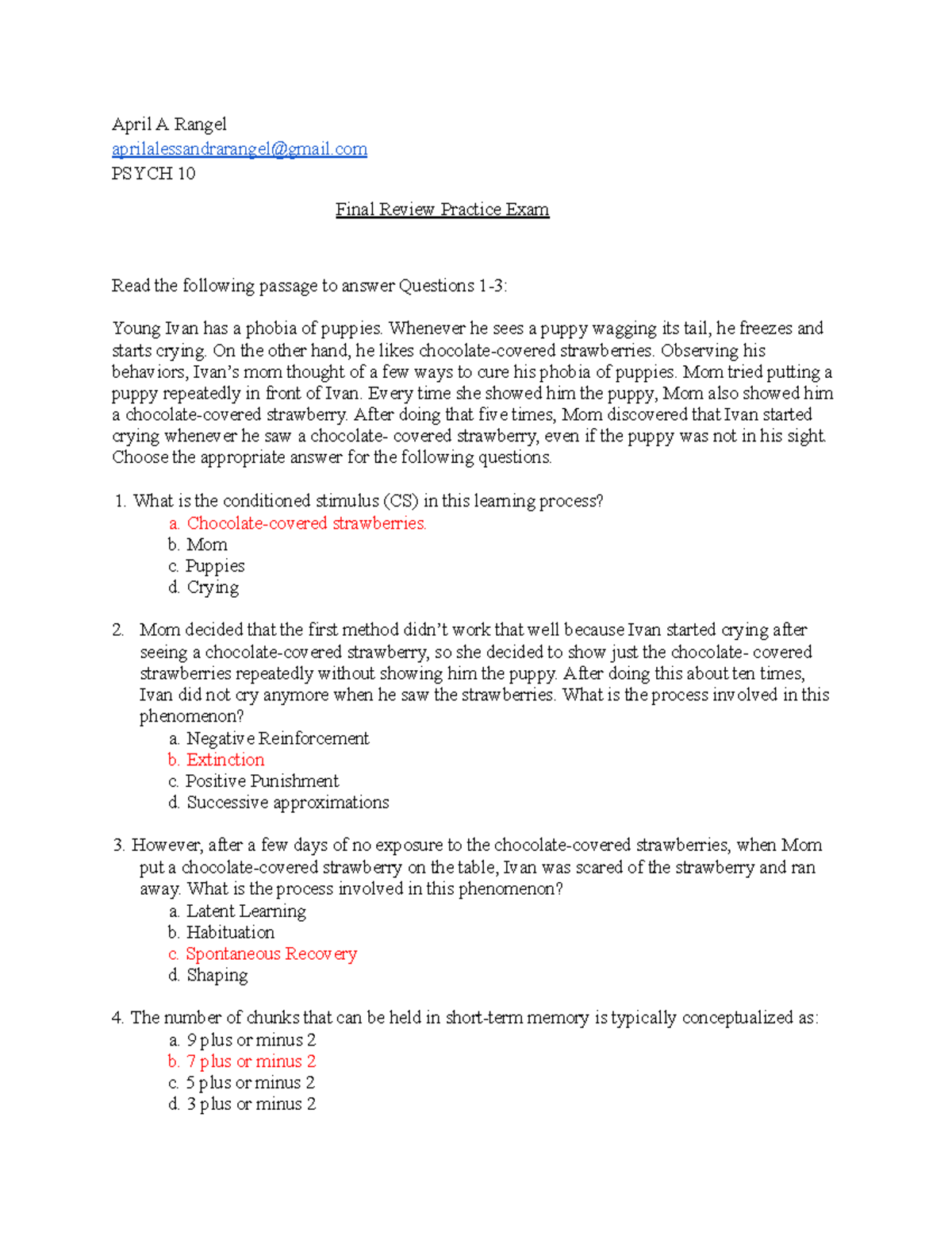 (C) Answer Key: PSYCH 10 Final Review Practice Exam - Studocu