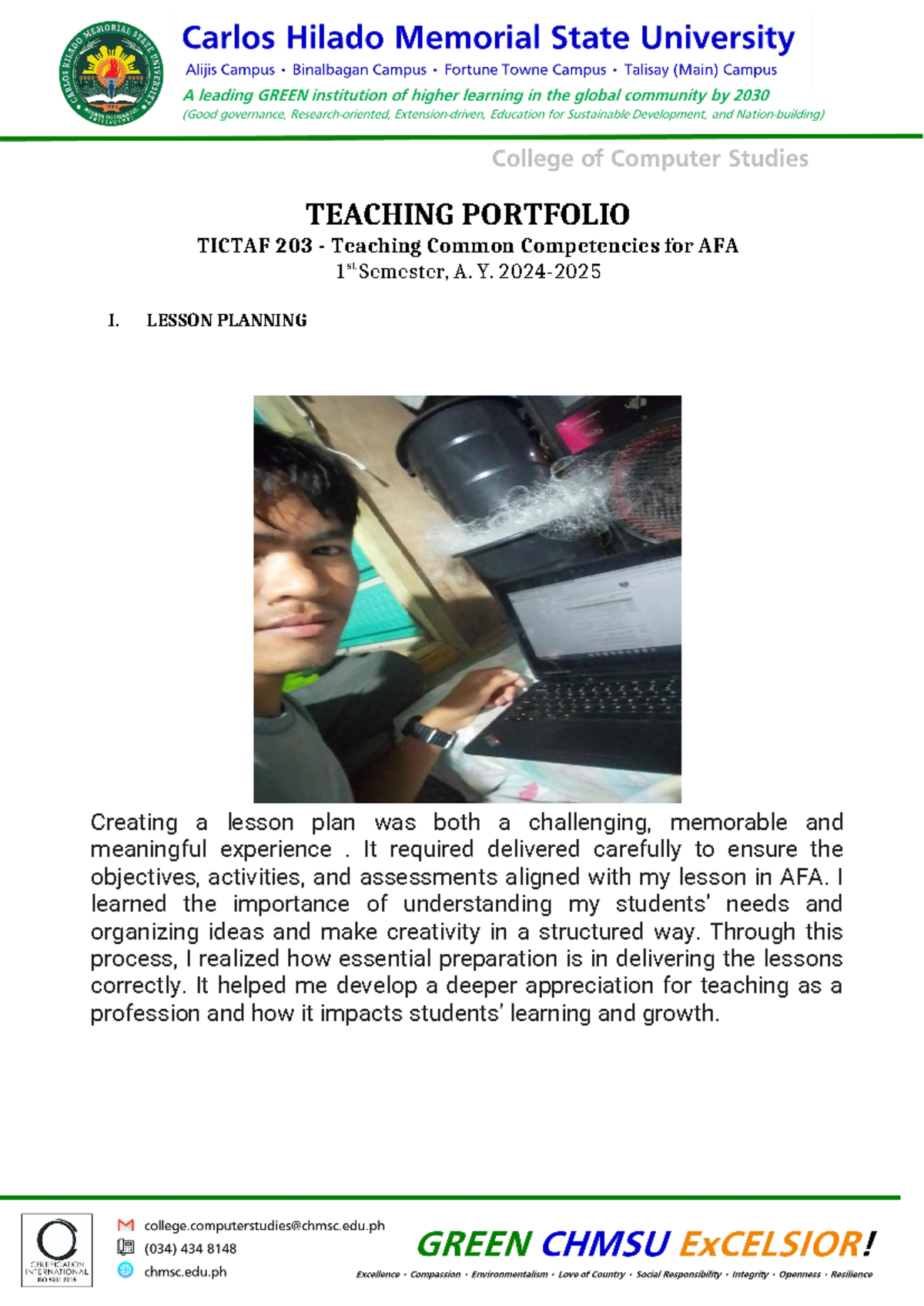 Final ELX Teaching Porfolio Template - TEACHING PORTFOLIO TICTAF 203 ...