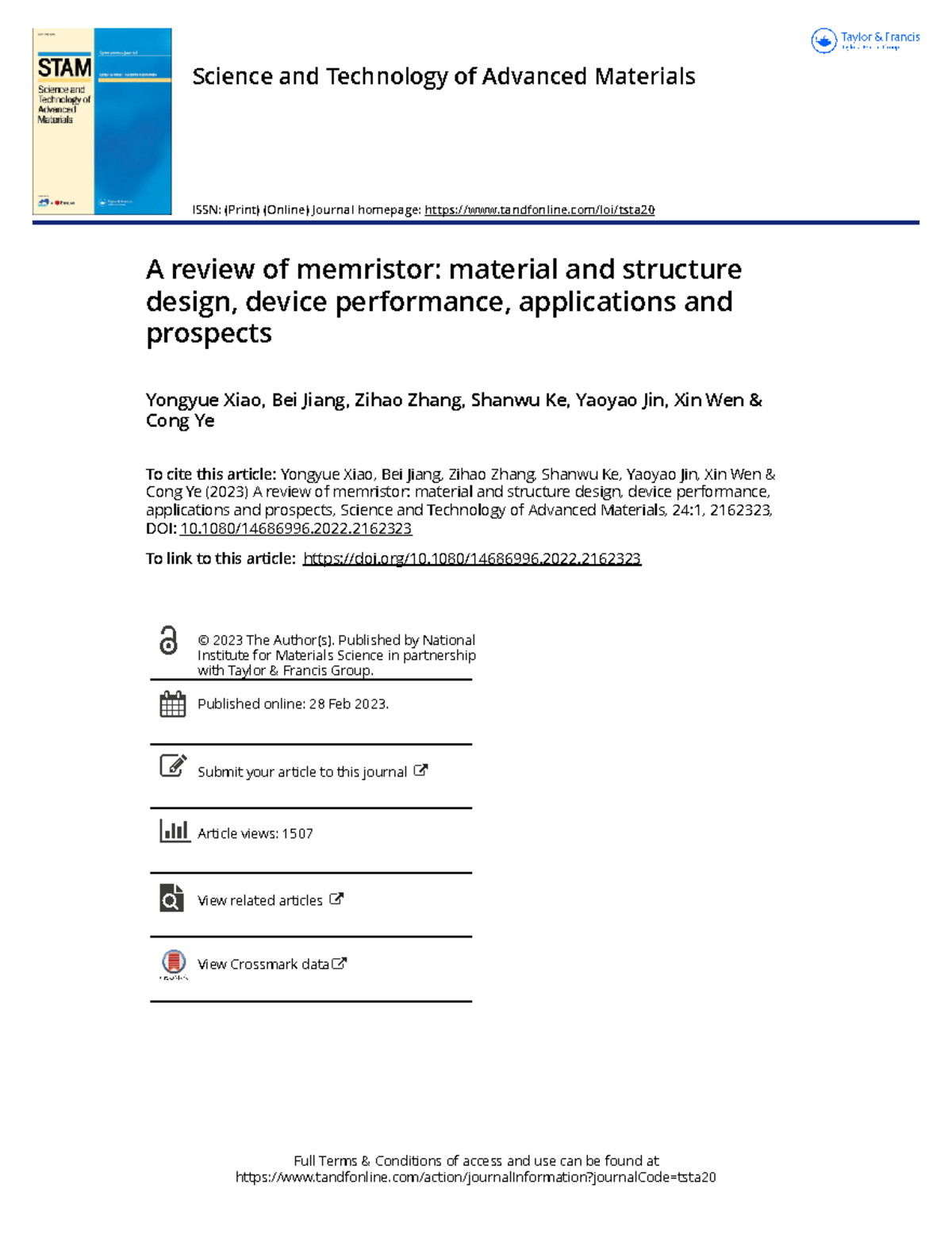 Review of Memristor: Materials, Structure Design, Performance ...