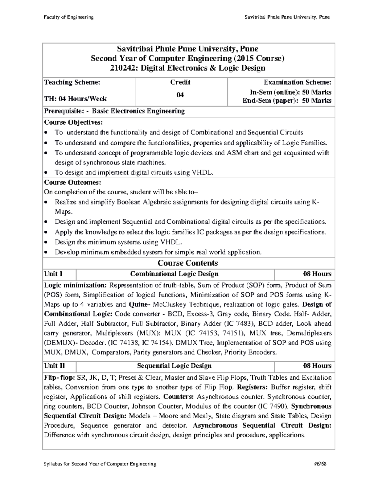 DELD 210242: Syllabus for Digital Electronics & Logic Design Exam - Studocu