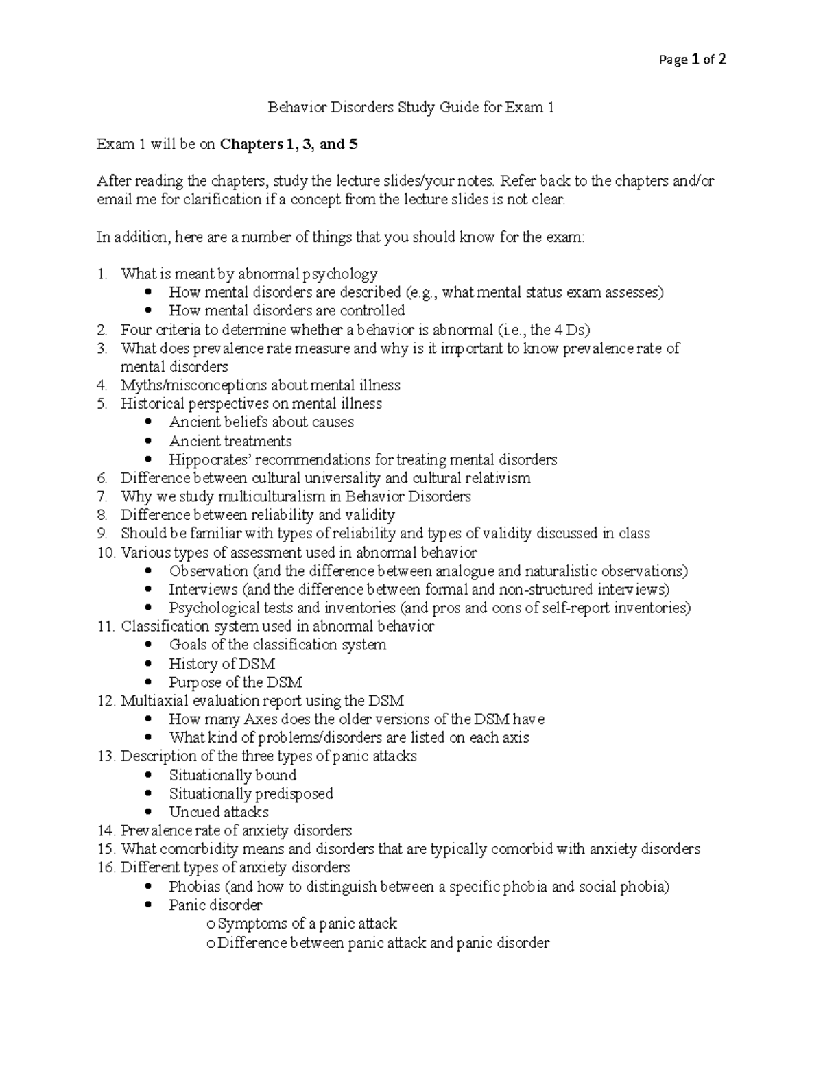 Behavior Disorders Exam 1 Study Guide: Key Concepts Review - Studocu