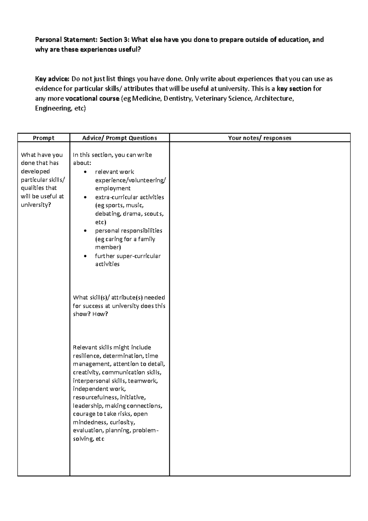 Personal Statement: Section 3 - Preparing for University Success - Studocu