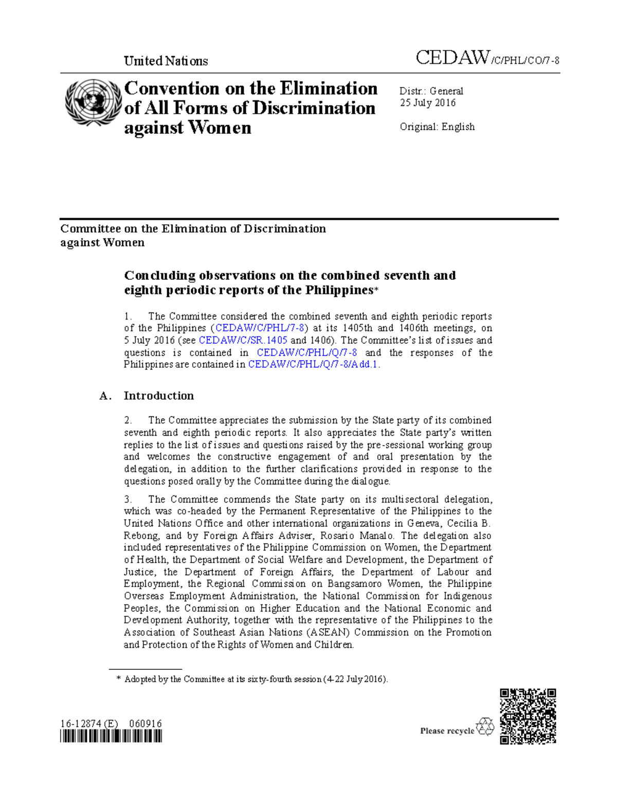 CEDAW Concluding Observations on the Philippines' 7th & 8th Reports ...