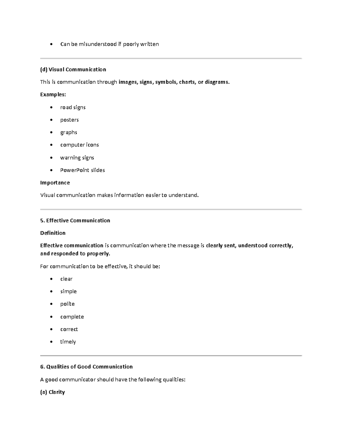 Communication Skills Notes (CS 5-7): Visual & Effective Communication ...