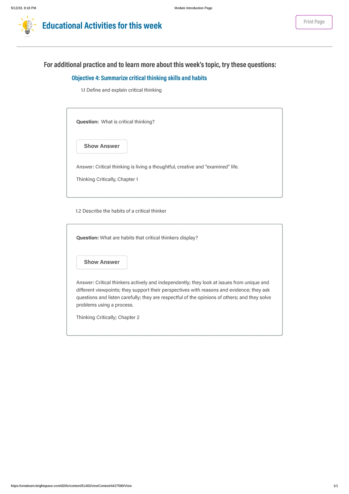Week 2 - Study Guide - HU2000 Critical Thinking and Problem Solving (05 ...