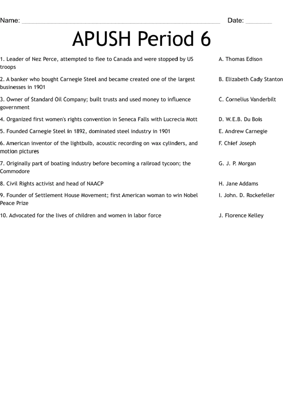 Period 6 APUSH Vocabulary & Key Concepts Overview - Studocu