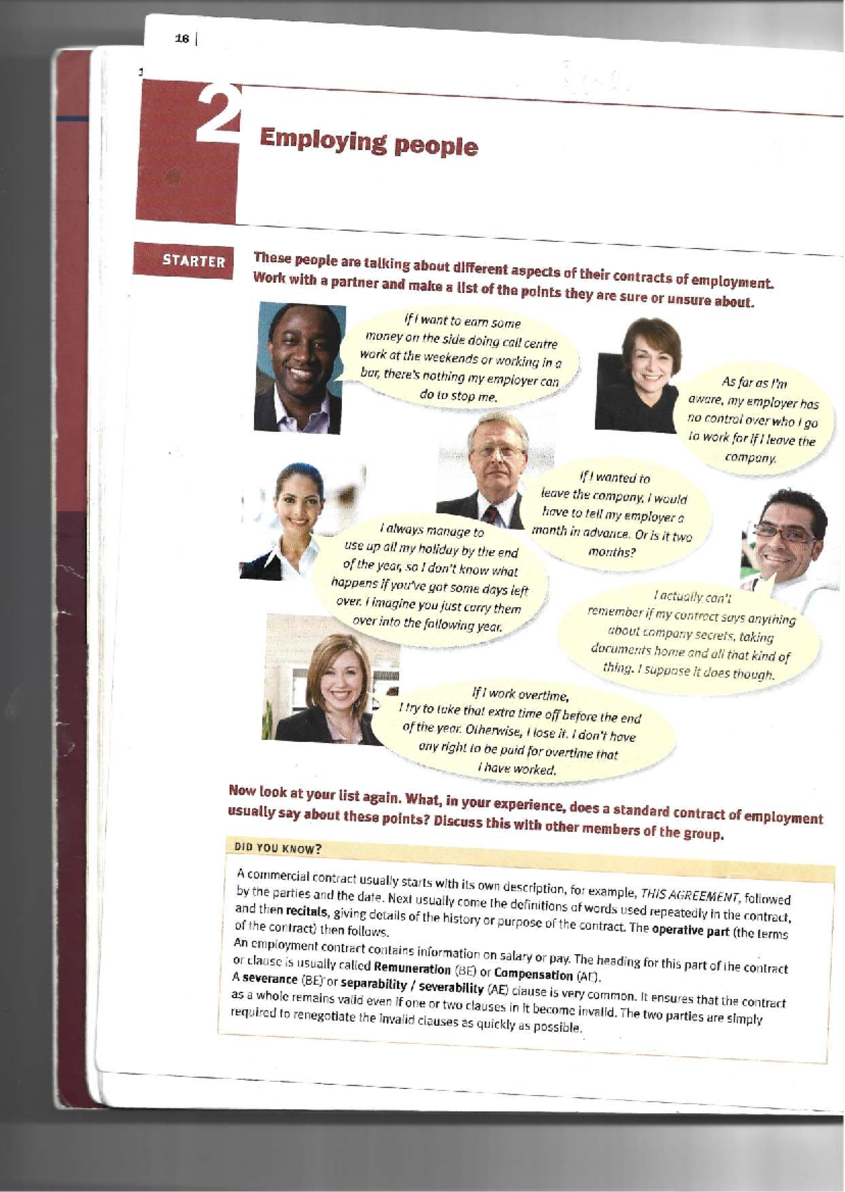 16 1 2 Employment Law Contract Overview and Key Clauses - Studocu
