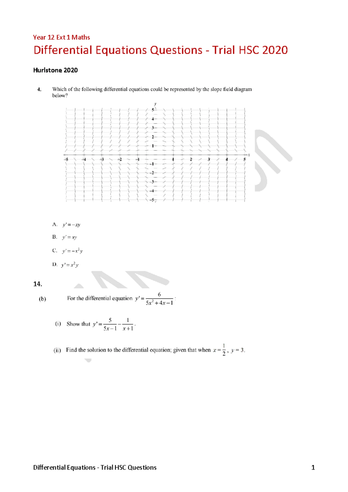 2023 HSC Maths Ext 1 Task 1 Assessment - Year 12 Exam Guide - Studocu