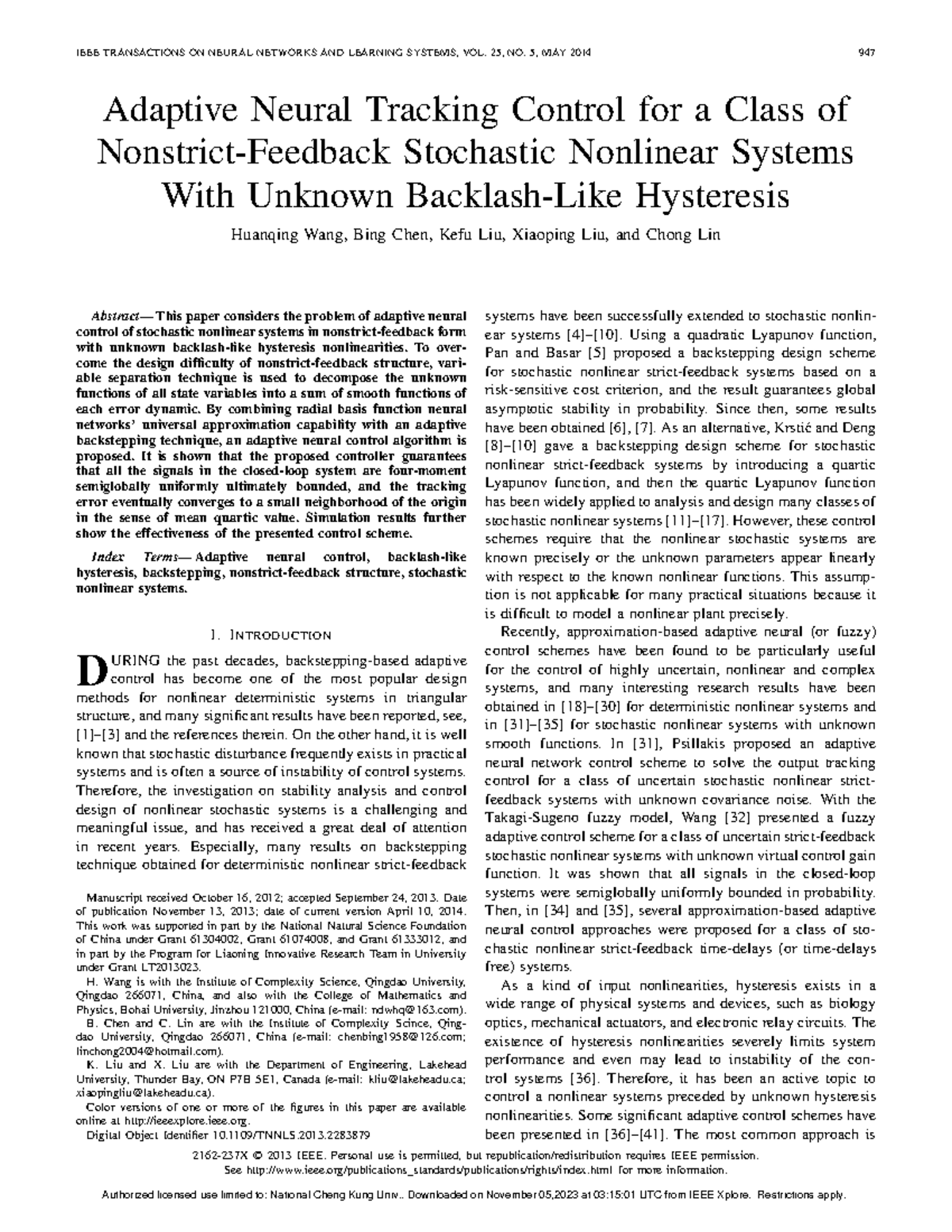 Adaptive Neural Tracking Control for a Class of Nonstrict-Feedback ...