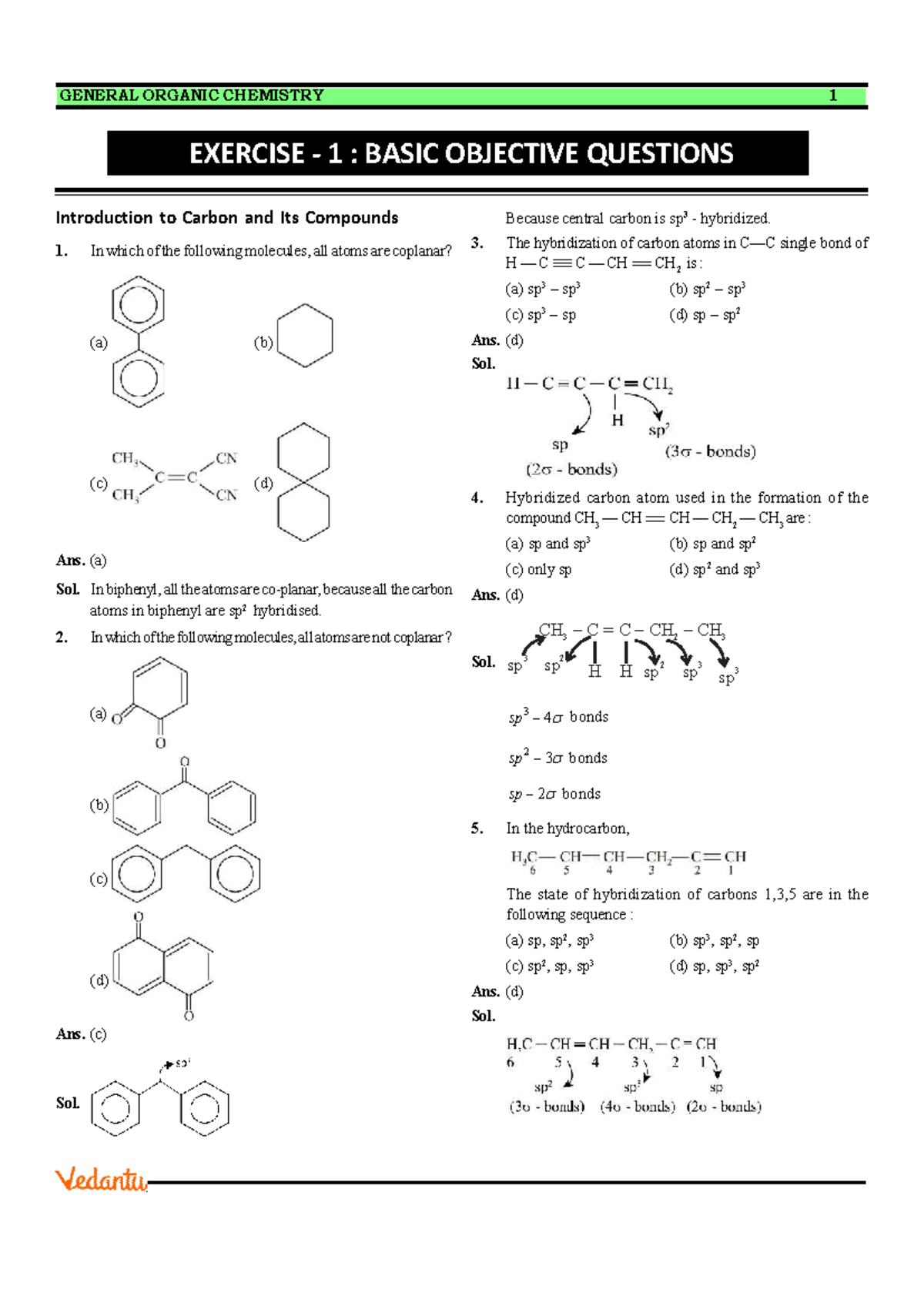 Organic Home Objective Error Ideas Reference: General Organic Chemistry Ex 1 Objective Questions On Carbon Compounds