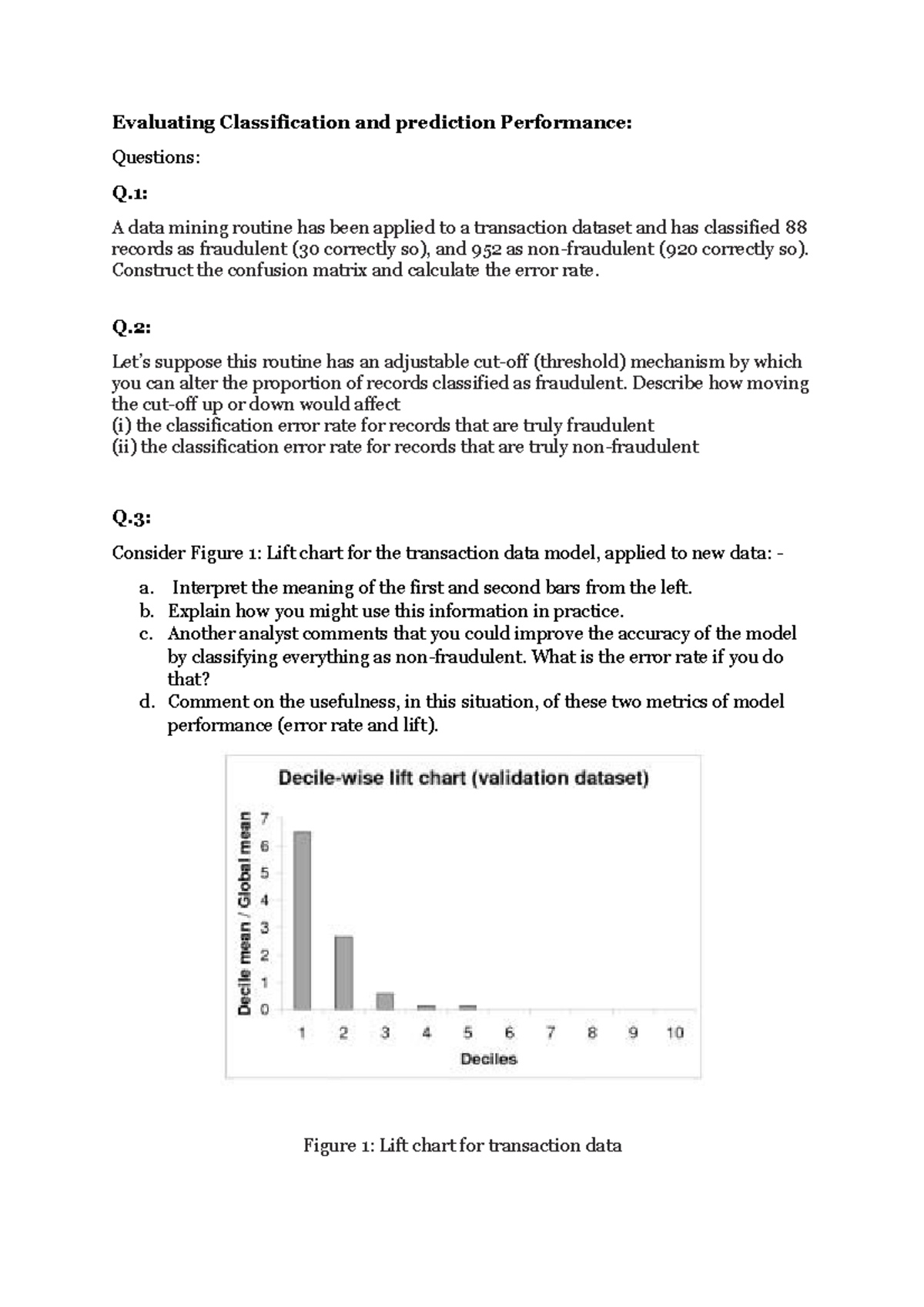 Questions on evaluating classification and prediction performance ...