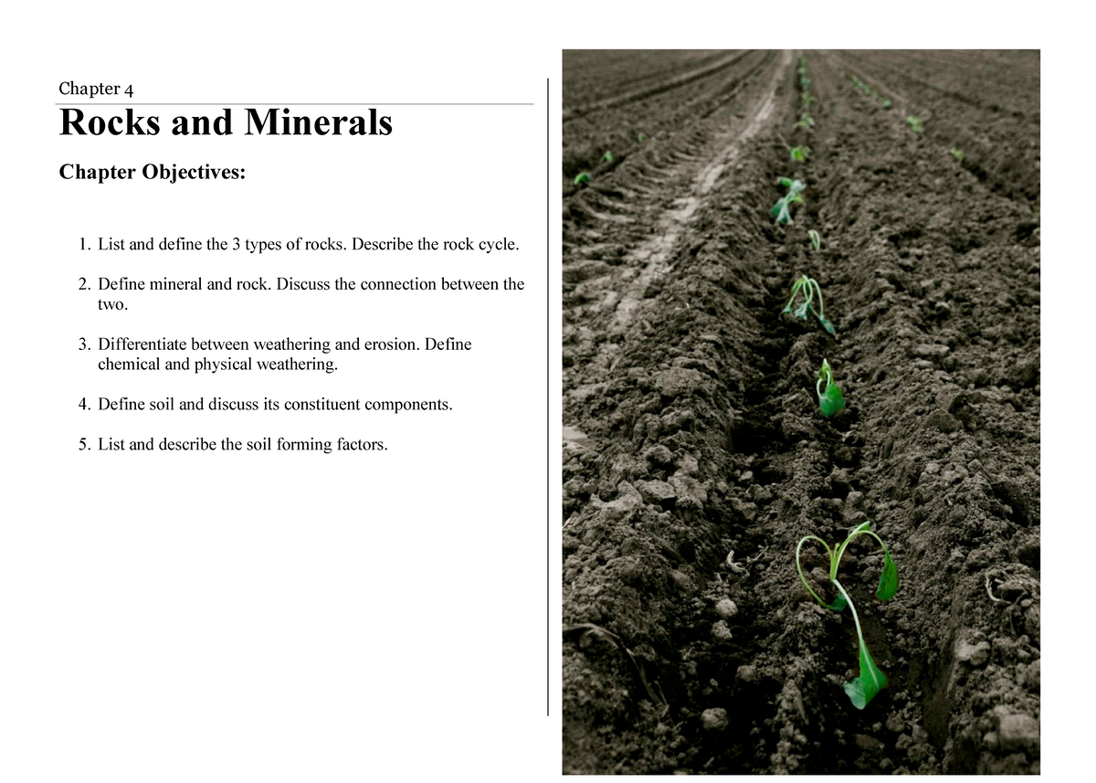 Geology Chapter 4: Rocks and Minerals Overview (Course Code: 101 ...